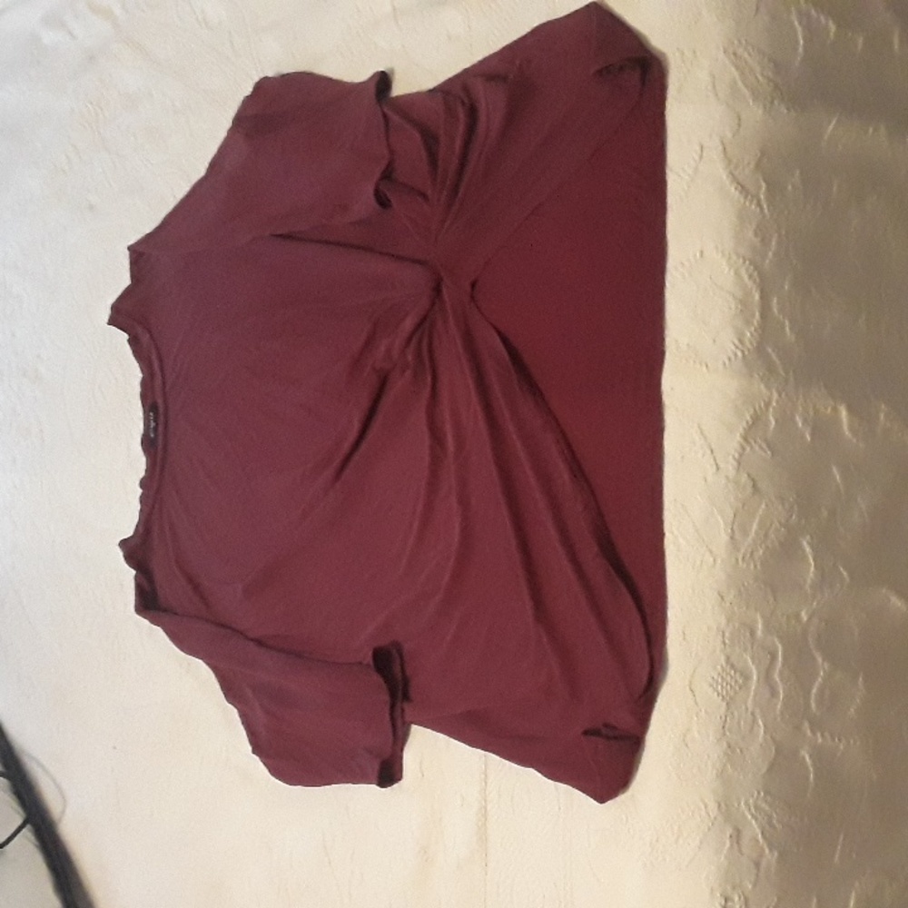 Botanique Front Knot 3/4 Sleeve 2X Dark Red NWOT